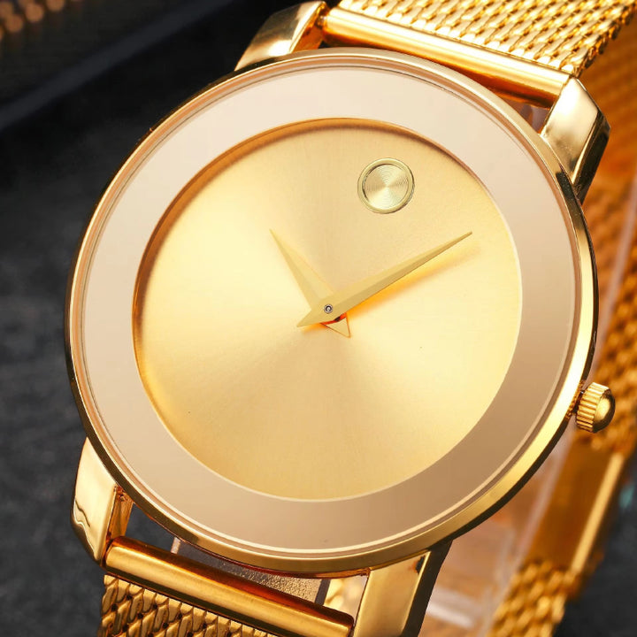 Timeless Simplicity Numberless Steel Mesh Band Quartz Watch