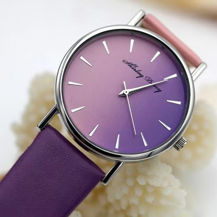 Women's Casual Gradient Round Pointer Dial Quartz Watch