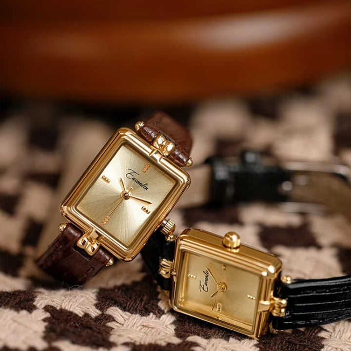 Retro Style Quartz Watch with Comfortable Leather Strap for Women