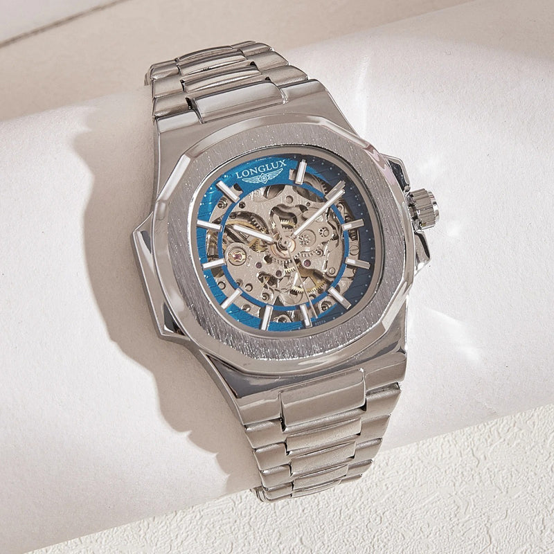 Stainless Steel Hollow Dial Automatic Mechanical Wristwatches
