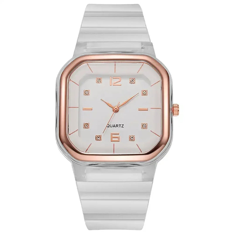 Vibrant Multi-Color Silicone Square Watch with Rhinestone Dial