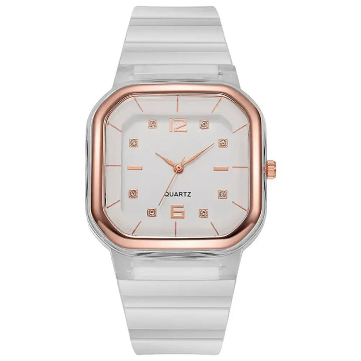 Vibrant Multi-Color Silicone Square Watch with Rhinestone Dial