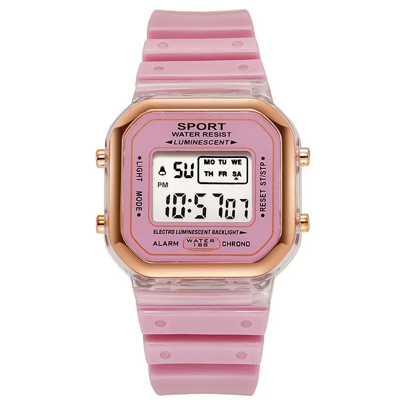 Multi-color Digital LED Display Sports Watch with Soft Rubber Strap