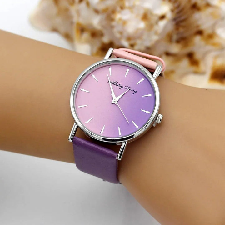 Women's Casual Gradient Round Pointer Dial Quartz Watch