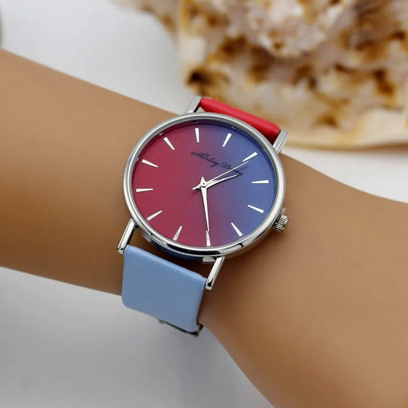 Women's Casual Gradient Round Pointer Dial Quartz Watch