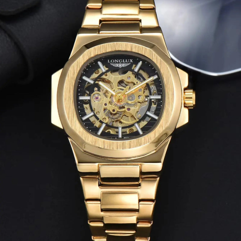 Stainless Steel Hollow Dial Automatic Mechanical Wristwatches