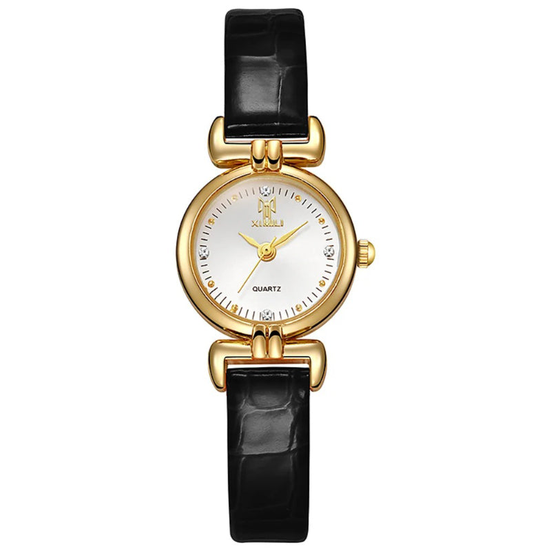 Slender Elegance Women's Genuine Leather Quartz Watch