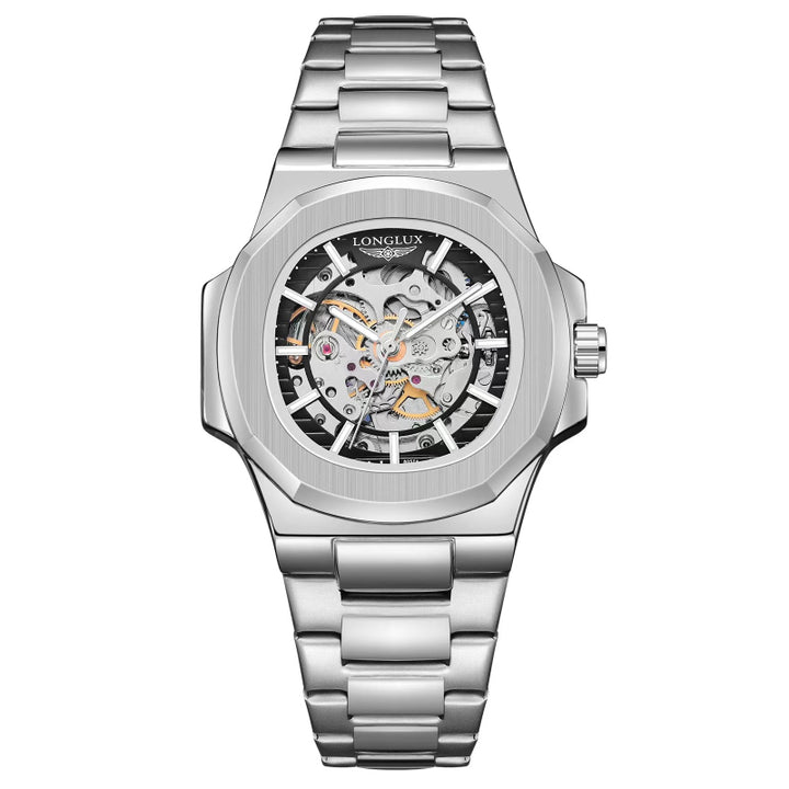 Stainless Steel Hollow Dial Automatic Mechanical Wristwatches
