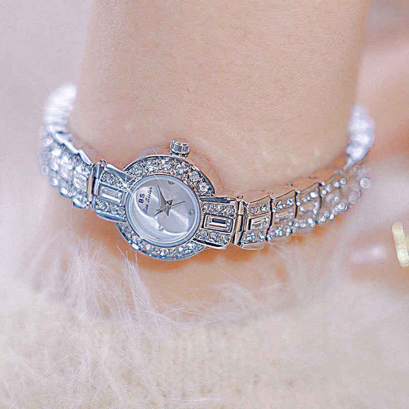 Luxurious Women's Rhinestone Studded Small Dial Quartz Wristwatch