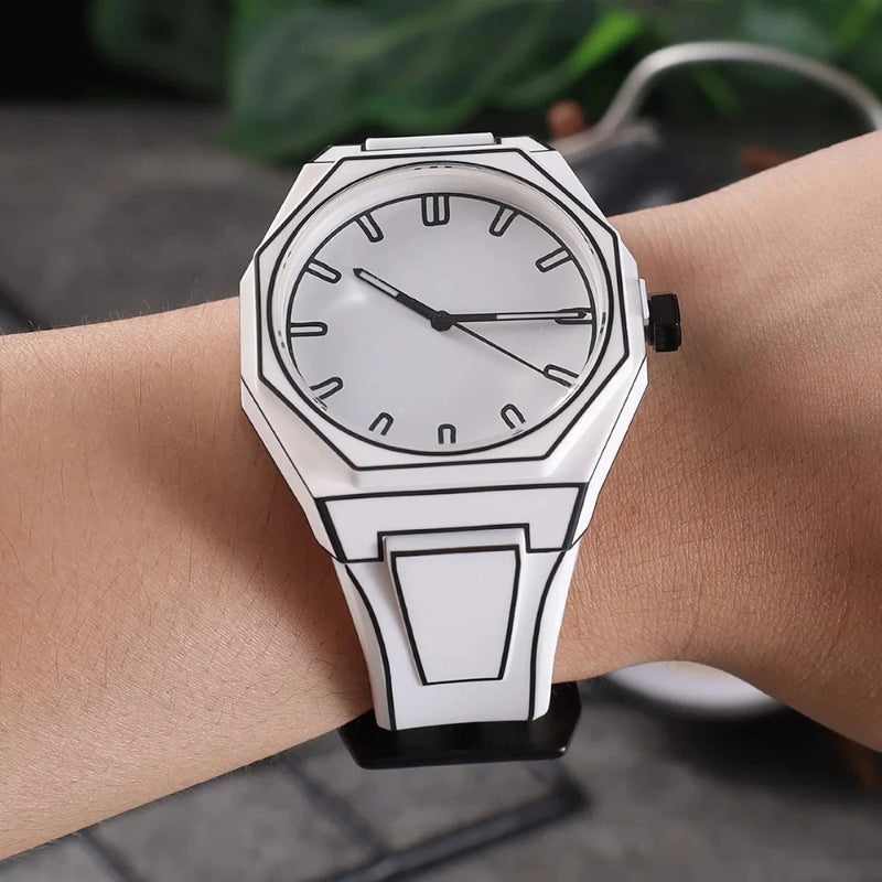 Creative Sketch Watch Sports Fashion Quartz Black and White Series