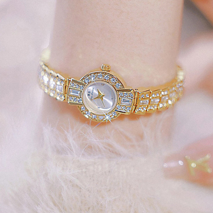 Luxurious Women's Rhinestone Studded Small Dial Quartz Wristwatch