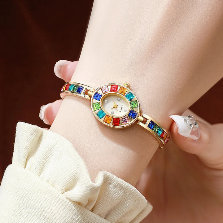 Multicolor Rhinestone Inlay Women's Luxury Quartz Watch