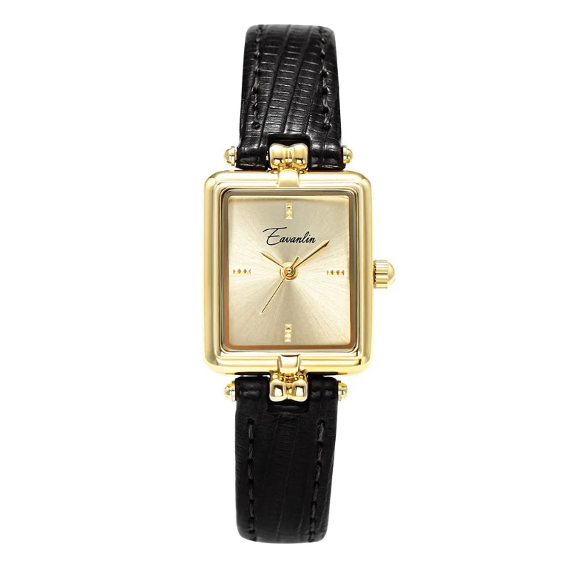 Retro Style Quartz Watch with Comfortable Leather Strap for Women
