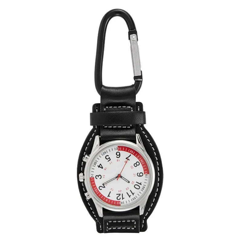 Durable Sports FOB Watches with Leather Strap and Carabiner Clip