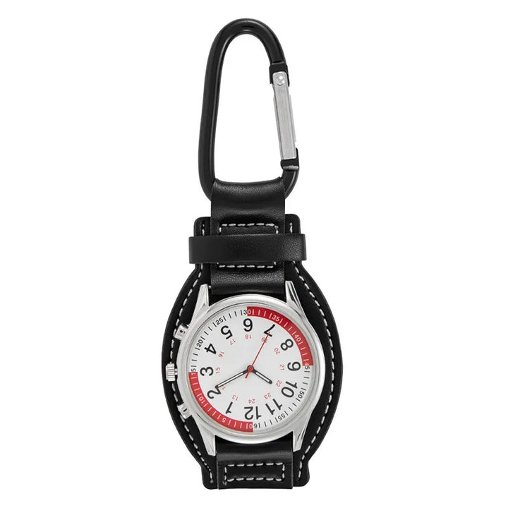 Durable Sports FOB Watches with Leather Strap and Carabiner Clip