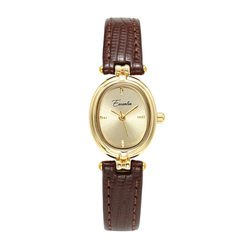 Retro Style Quartz Watch with Comfortable Leather Strap for Women