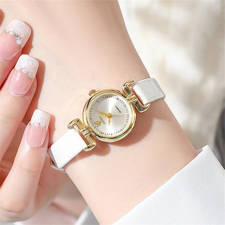 Slender Elegance Women's Genuine Leather Quartz Watch