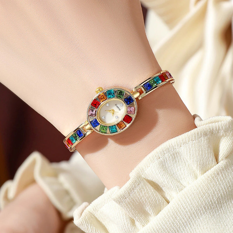 Multicolor Rhinestone Inlay Women's Luxury Quartz Watch