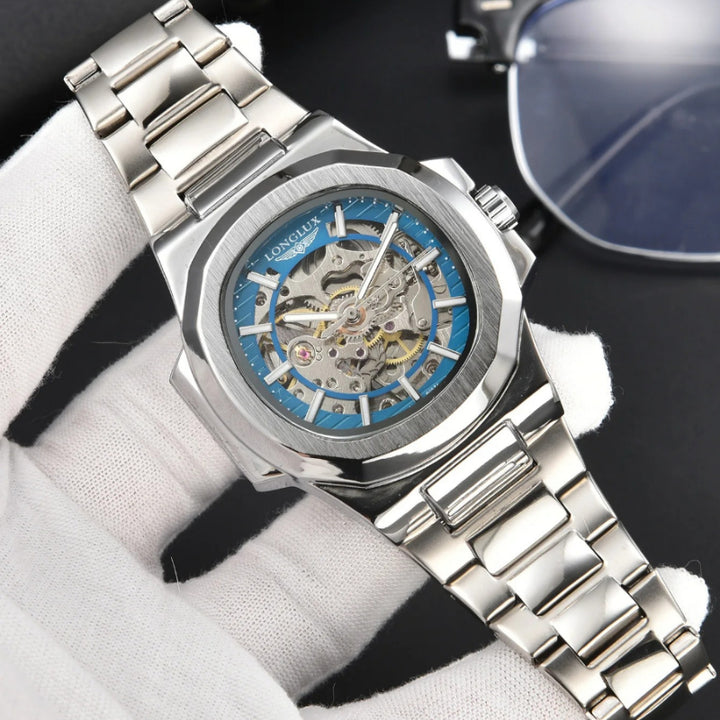 Stainless Steel Hollow Dial Automatic Mechanical Wristwatches