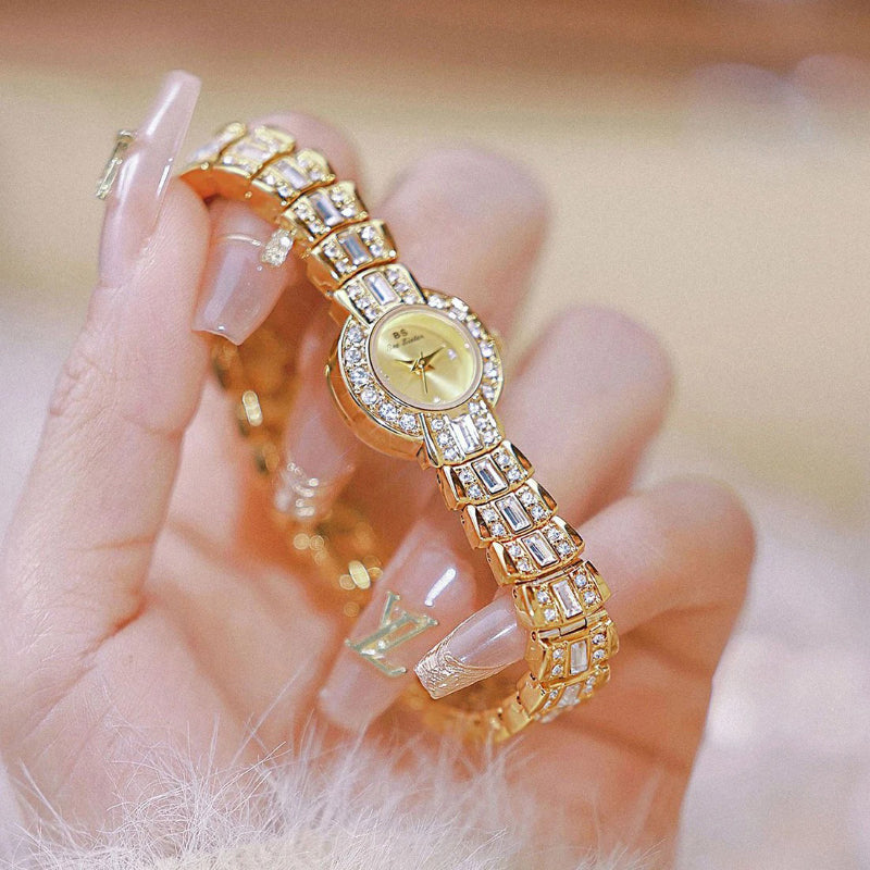 Luxurious Women's Rhinestone Studded Small Dial Quartz Wristwatch