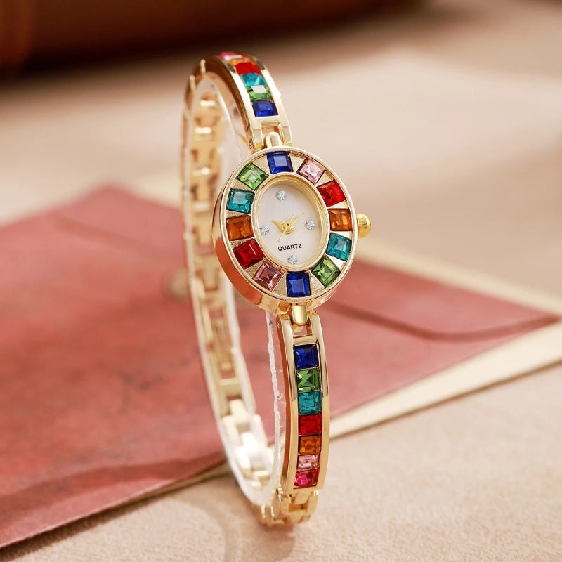 Multicolor Rhinestone Inlay Women's Luxury Quartz Watch