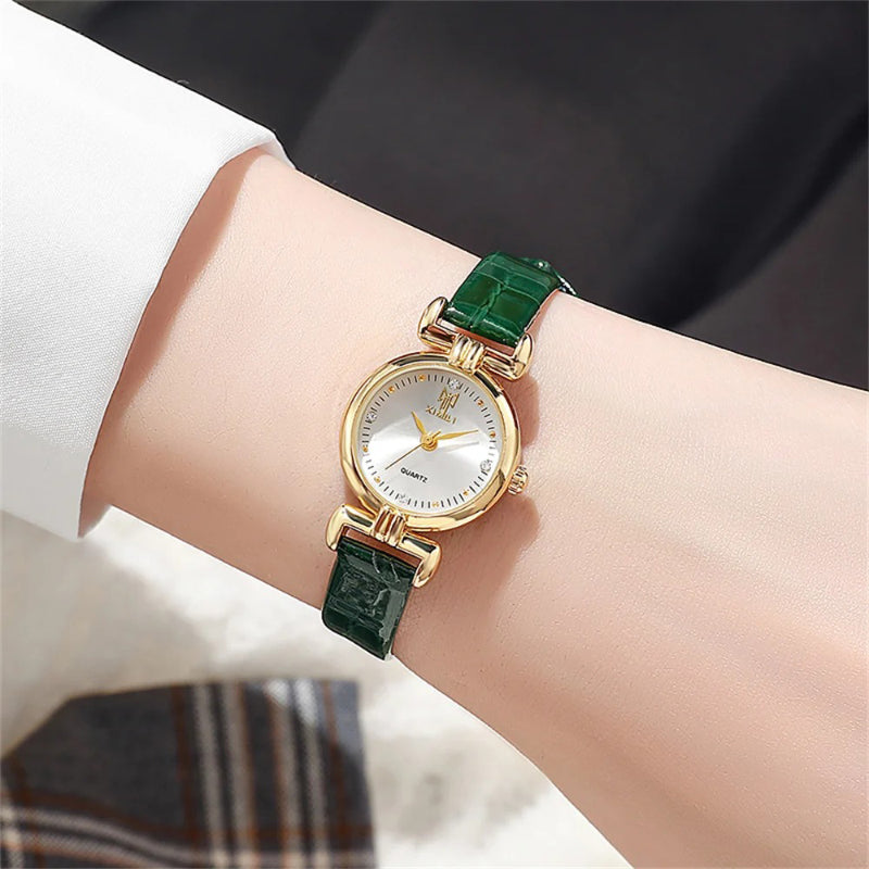 Slender Elegance Women's Genuine Leather Quartz Watch