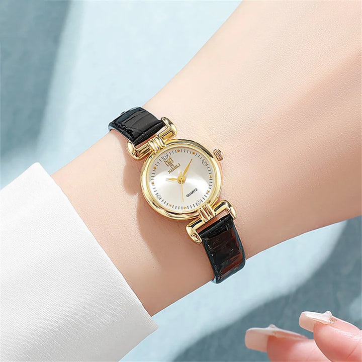 Slender Elegance Women's Genuine Leather Quartz Watch