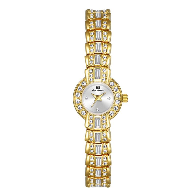 Luxurious Women's Rhinestone Studded Small Dial Quartz Wristwatch
