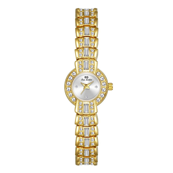 Luxurious Women's Rhinestone Studded Small Dial Quartz Wristwatch
