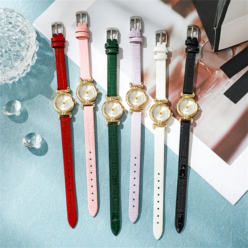 Slender Elegance Women's Genuine Leather Quartz Watch