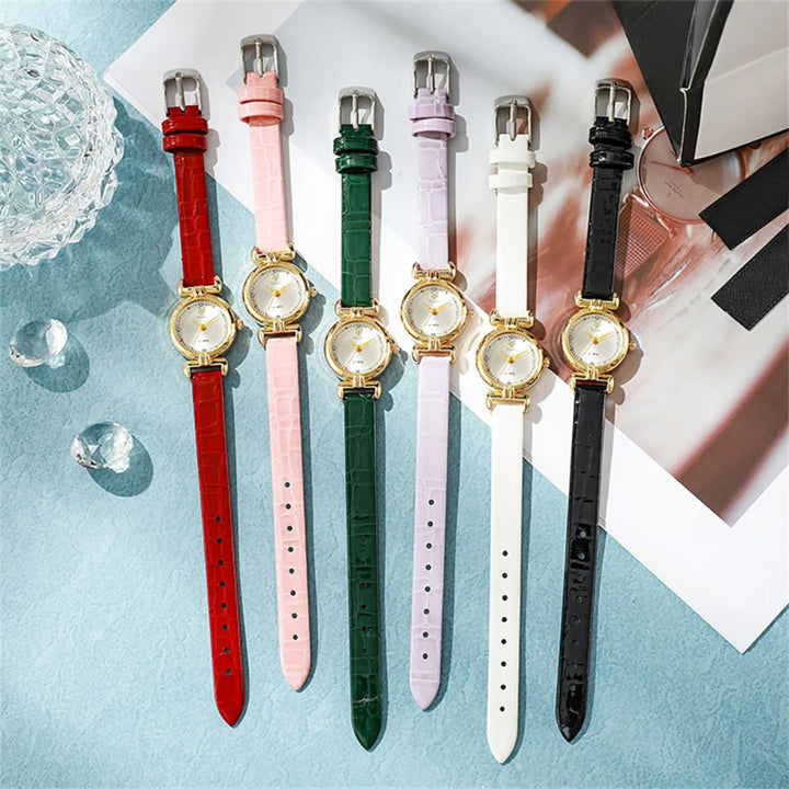Slender Elegance Women's Genuine Leather Quartz Watch