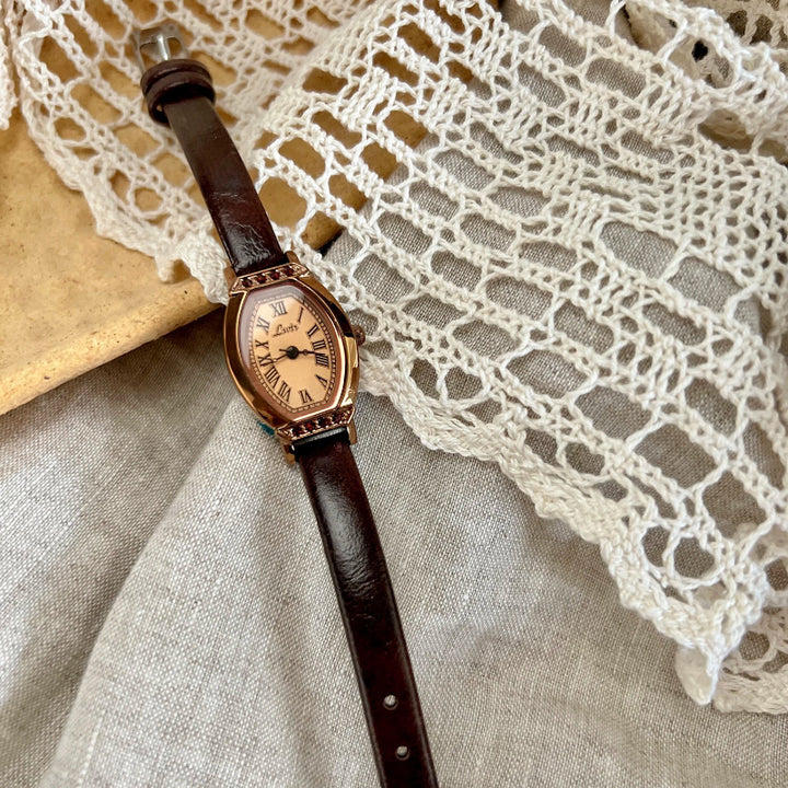 Women's Classic Barrel-Shaped Dial with Rhinestone Decor Quartz Watch