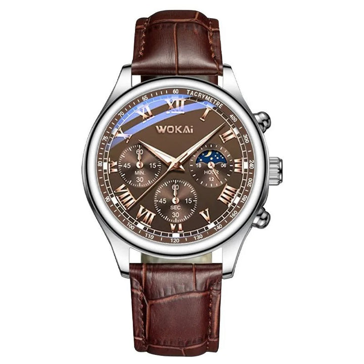 Moon Phase Pattern Roman Numerals Dial Men's Quartz Watch