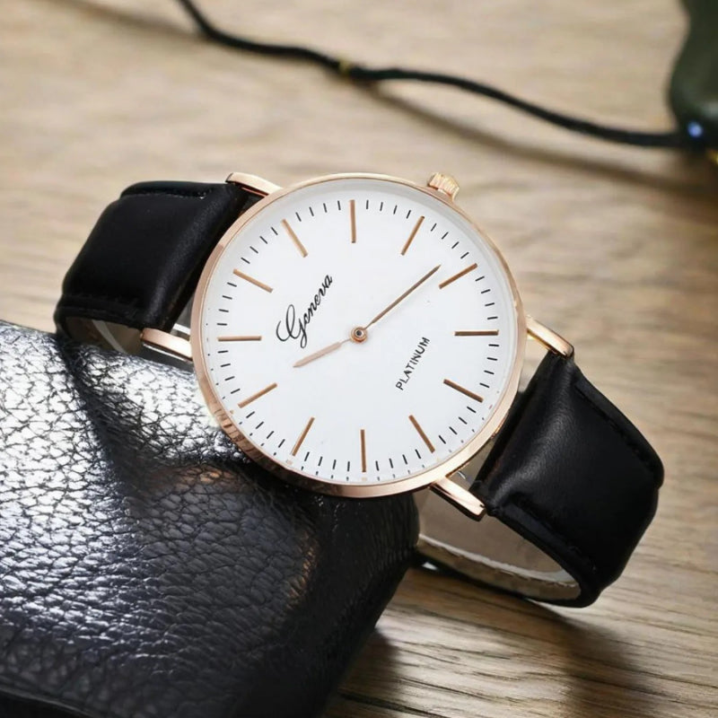 Timeless Sophistication Unisex Quartz Leather Watches