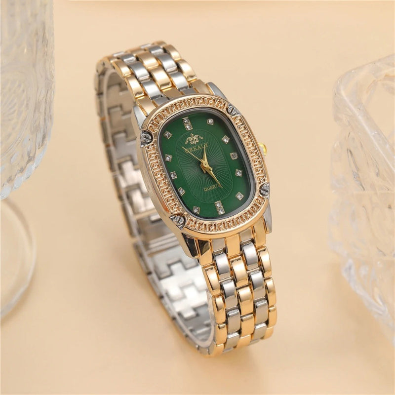 Stainless Steel Crystal Decorated Dial Women's Quartz Watch