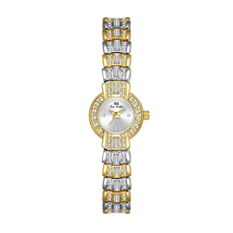 Luxurious Women's Rhinestone Studded Small Dial Quartz Wristwatch