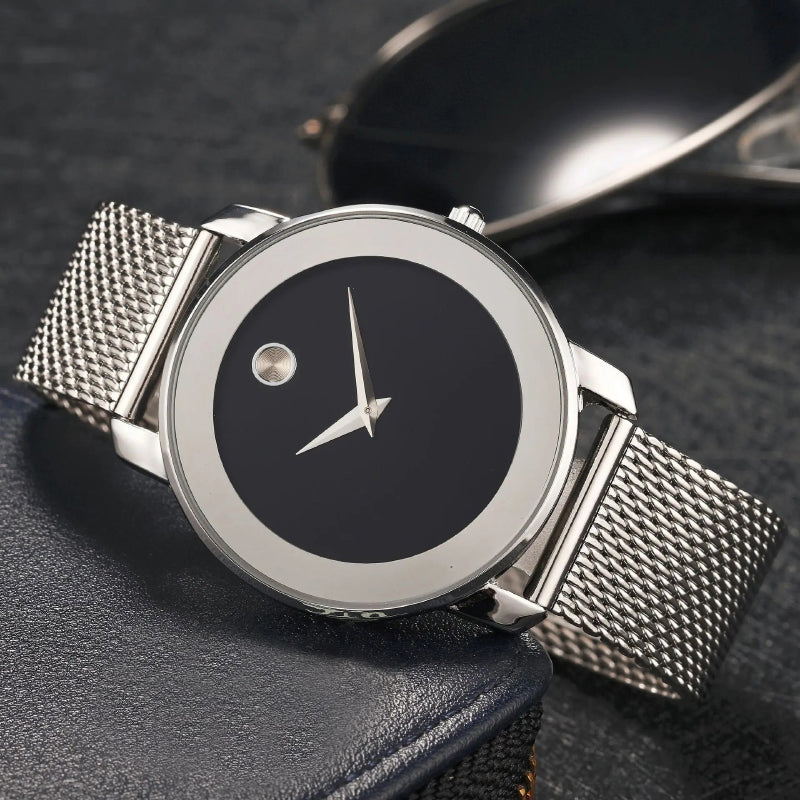 Timeless Simplicity Numberless Steel Mesh Band Quartz Watch