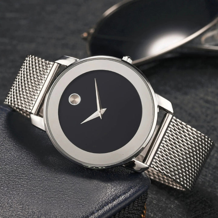 Timeless Simplicity Numberless Steel Mesh Band Quartz Watch