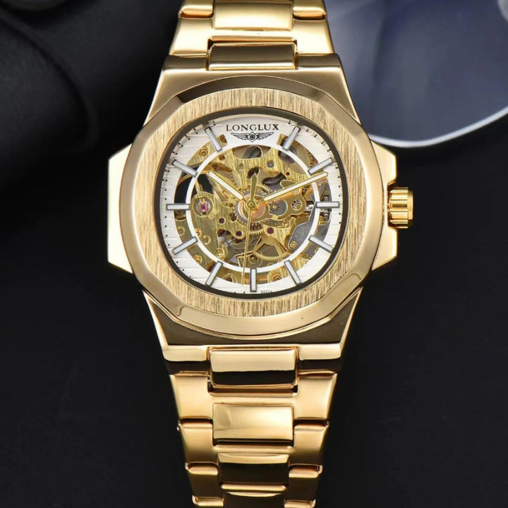 Stainless Steel Hollow Dial Automatic Mechanical Wristwatches