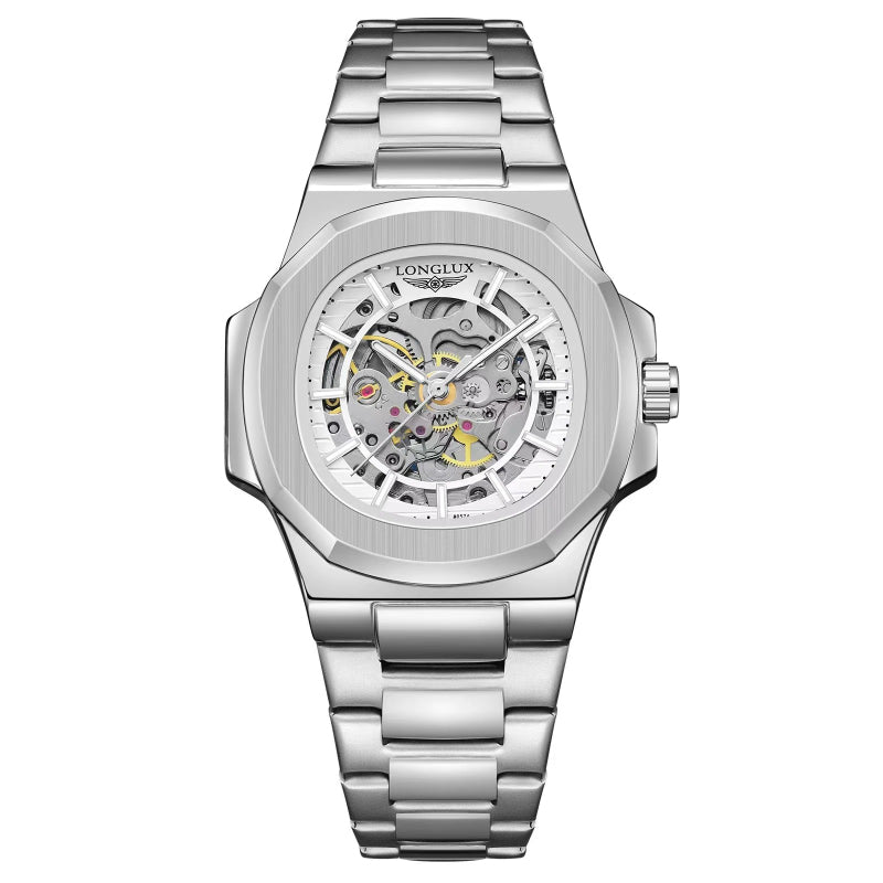 Stainless Steel Hollow Dial Automatic Mechanical Wristwatches