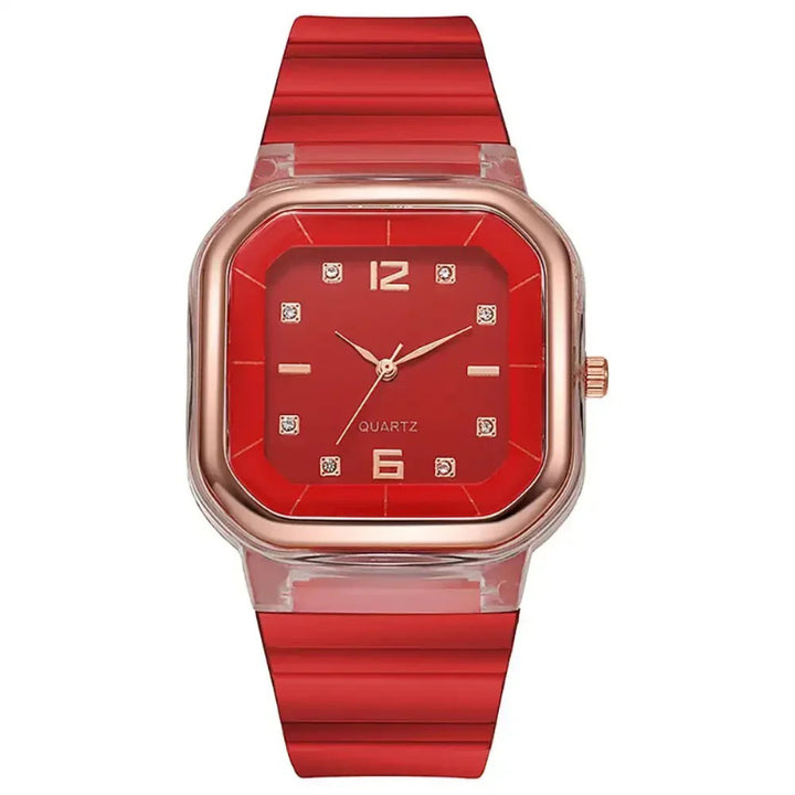 Vibrant Multi-Color Silicone Square Watch with Rhinestone Dial