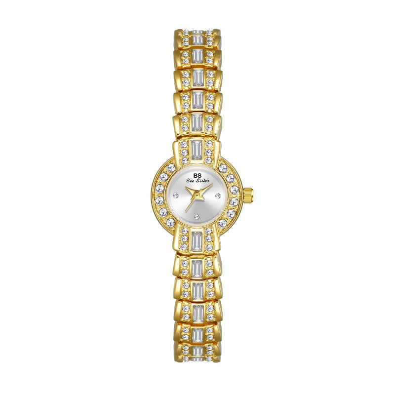 Luxurious Women's Rhinestone Studded Small Dial Quartz Wristwatch