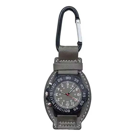 Durable Sports FOB Watches with Leather Strap and Carabiner Clip