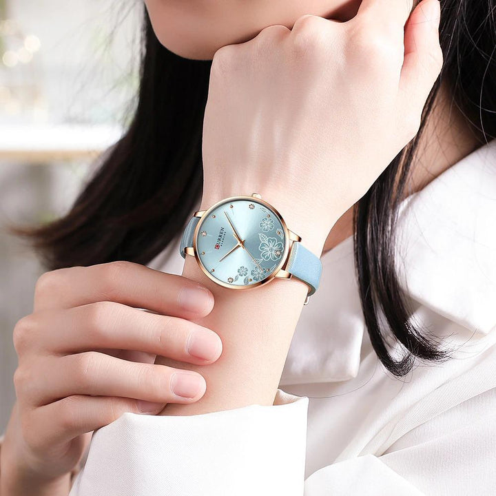UPDATE PRODUCT TYPE - Charismatic Flower Dial With Vegan Leather Strap Quartz Watch