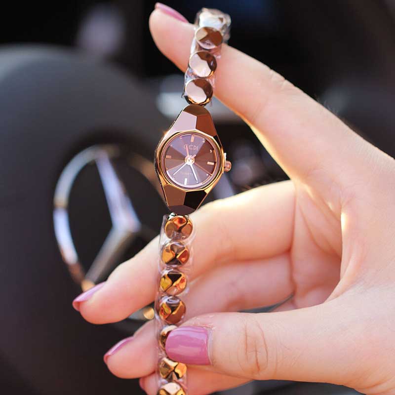 Luxurious Beaded Mini Dial Quartz Watches for Women