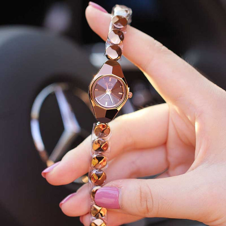 Luxurious Beaded Mini Dial Quartz Watches for Women