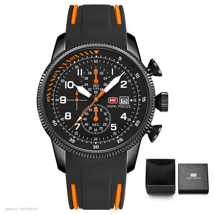 Luxurious Chronograph Sports Wristwatch with Silicone Band
