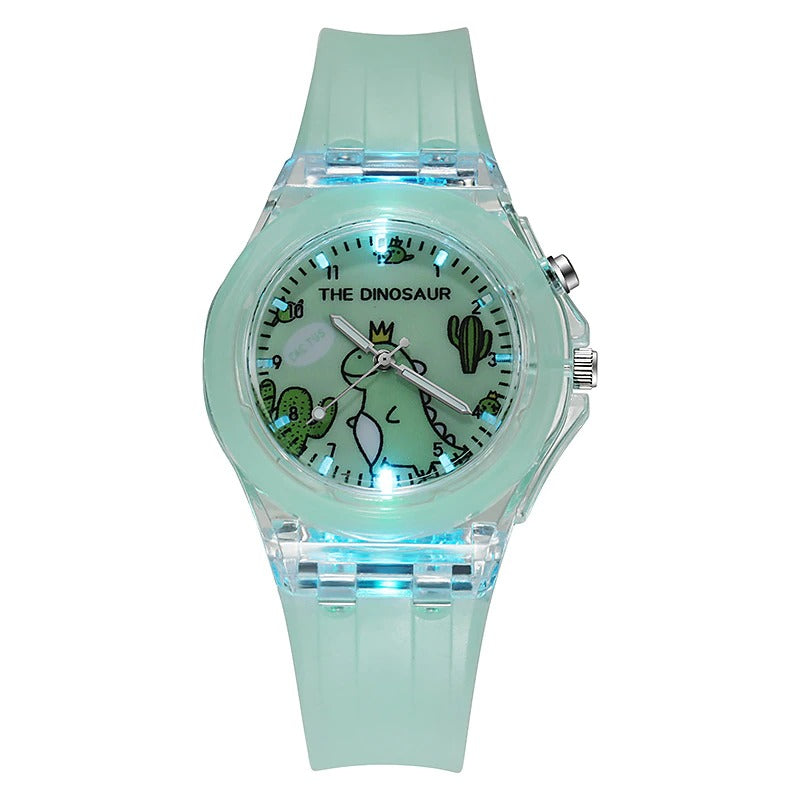 Cartoon Designs Luminous Flashing Lights Silicone Strap Kid's Watches