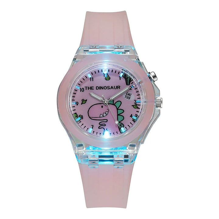 Cartoon Designs Luminous Flashing Lights Silicone Strap Kid's Watches