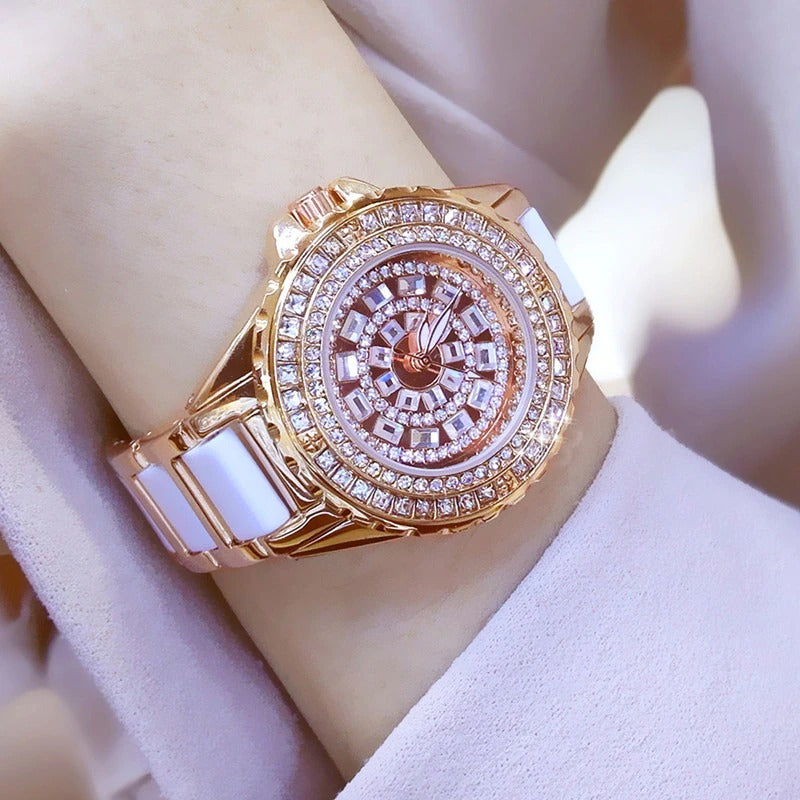 Luxurious Rhinestone Bling Ceramic Band Quartz Watches